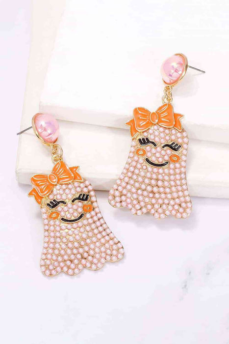 Color-Smiling Ghost Shape Synthetic Pearl Earrings-Fancey Boutique