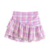 Color-Women Clothing Spring Towel Embroidery Plaid Pleated Lotus Leaf Skirt-Fancey Boutique