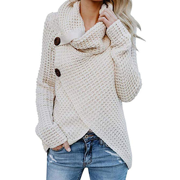 Color-Spring Winter Turtleneck Solid Color Pullover Knitted Sweater Women Loose Thick Base-Fancey Boutique