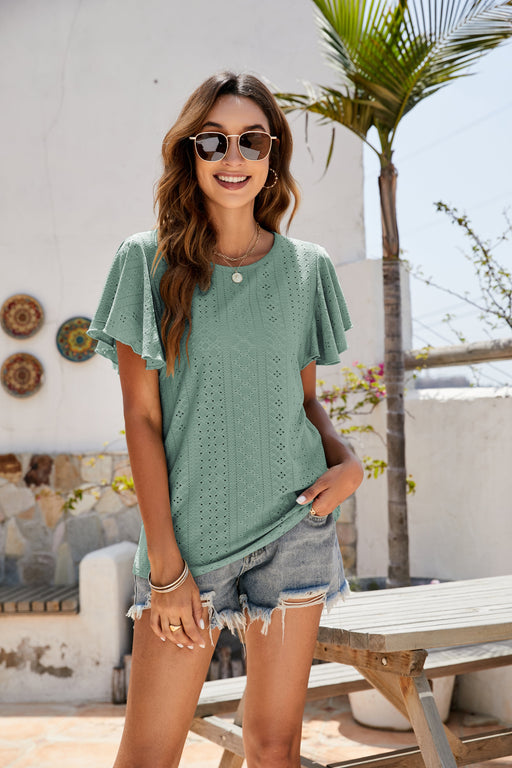 Color-Women Clothing Summer Women T-shirt Ruffle Sleeve Casual Top-Fancey Boutique