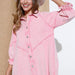 Color-Fried Sand Vintage Wash Denim Loose Lantern Sleeve Shirt Dress Popular-Fancey Boutique