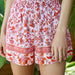 Color-Summer One-Shoulder Sleeveless Sling Halter Waist Tight Small Floral Smocked Romper-Fancey Boutique