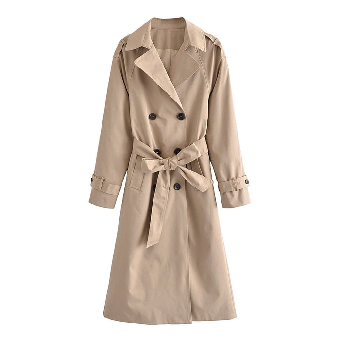 Color-Fall Classic Double-Breasted Large Collared Slimming Extended Trench Coat-Fancey Boutique