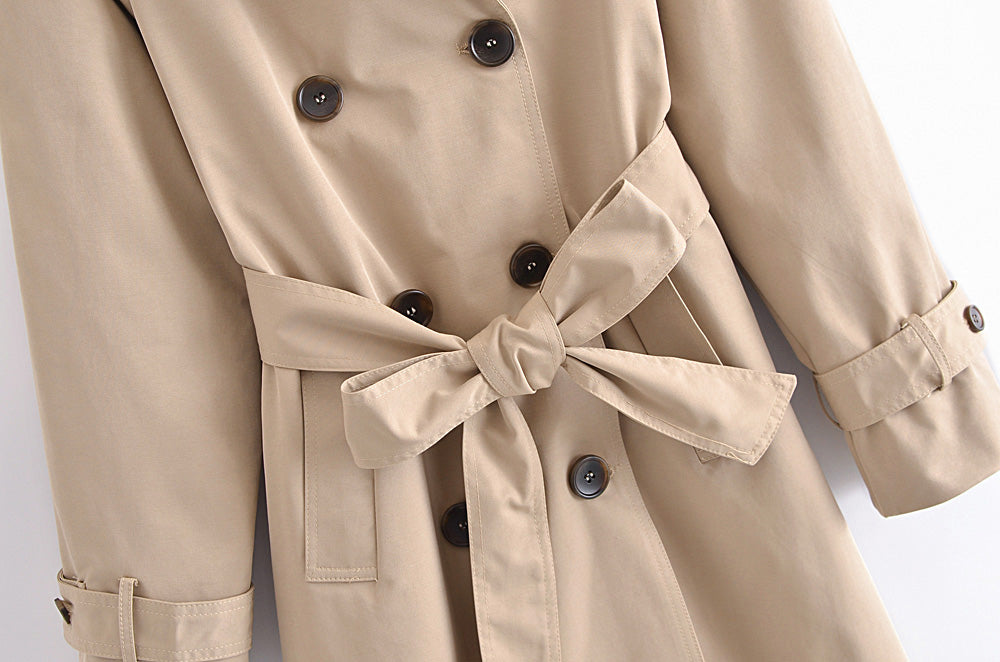 Color-Fall Classic Double-Breasted Large Collared Slimming Extended Trench Coat-Fancey Boutique