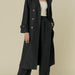 Color-Fall Classic Double-Breasted Large Collared Waist Slimming Extended Trench Coat-Fancey Boutique