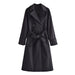 Color-Fall Classic Double-Breasted Large Collared Waist Slimming Extended Trench Coat-Fancey Boutique