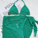 Color-Three-Piece Bikini Solid Color Sexy Women Split Swimsuit Triangle Bag Glitter Swimsuit-Fancey Boutique