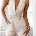 Color-Summer New Women Clothing Suit Collar One-Piece Straight High Waist Fashion V-neck Romper-Fancey Boutique