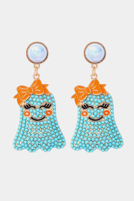 Color-One Size-Smiling Ghost Shape Synthetic Pearl Earrings-Fancey Boutique