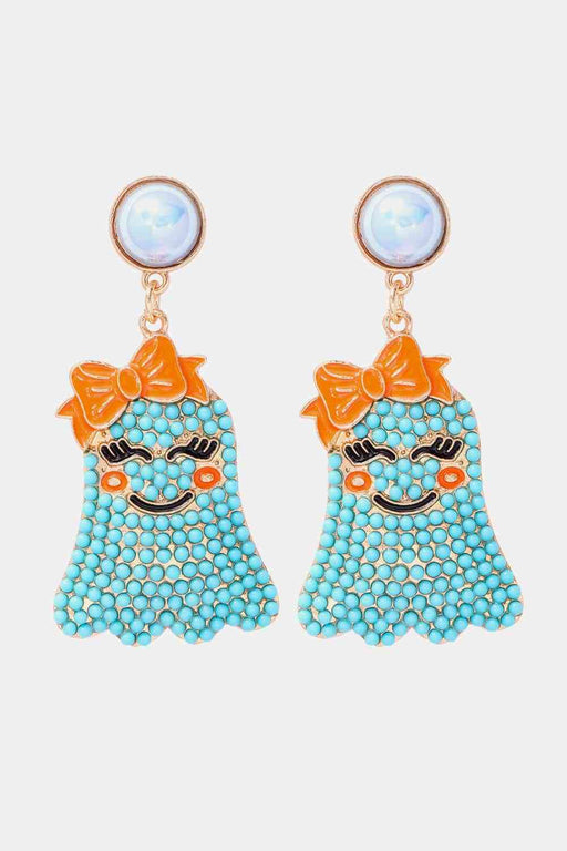 Color-One Size-Smiling Ghost Shape Synthetic Pearl Earrings-Fancey Boutique