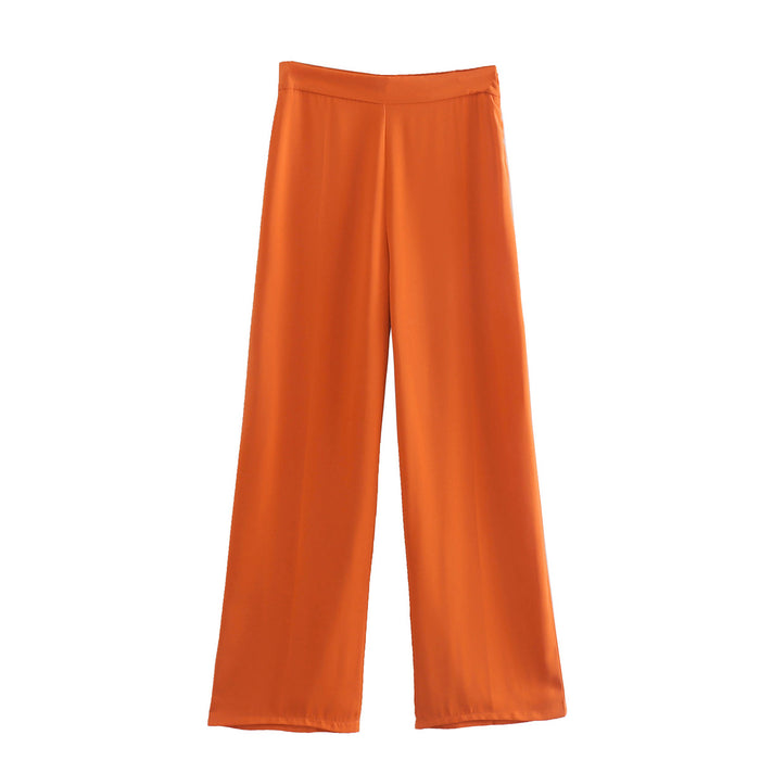 Color-Straight High Waist Orange Baggy Pants Women-Fancey Boutique