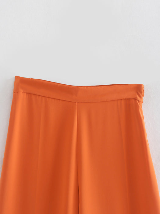 Color-Straight High Waist Orange Baggy Pants Women-Fancey Boutique