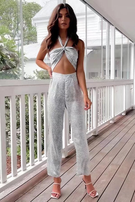 Color-Summer Women Tube Top Lace-up One-Piece Trousers-Fancey Boutique