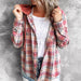 Color-Autumn Winter Women Clothing Hooded Polyester Cotton Plaid Shacket Coat-Fancey Boutique