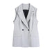 Color-Spring Women Gray Double Breasted Vest Jacket-Fancey Boutique