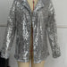 Color-Silver-Spring Fashionable Sequ Collared Casual Blazer Women-Fancey Boutique