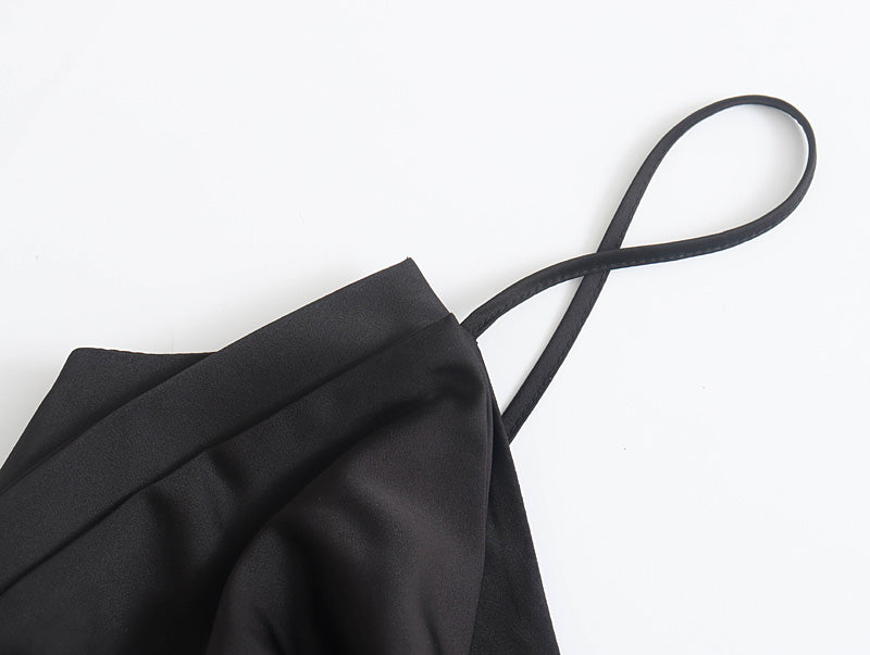 Color-【MOQ-5 packs】 Spring Street Shooting Blogger Handmade Bow Dress Black Dress-Fancey Boutique