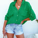 Color-Green-Summer Arrival Women Clothes Candy Color Flip Cardigan Big Pocket Shirt-Fancey Boutique