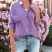 Color-Purple-Summer Arrival Women Clothes Candy Color Flip Cardigan Big Pocket Shirt-Fancey Boutique