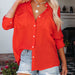 Color-Orange-Summer Arrival Women Clothes Candy Color Flip Cardigan Big Pocket Shirt-Fancey Boutique