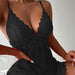 Color-Black-Pajamas Sexy Backless Temptation Lace Edge Cami Dress Home Wear-Fancey Boutique