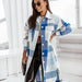 Color-Autumn Winter Long Sleeve Color Plaid Brushed Woolen Long Coat for Women-Fancey Boutique