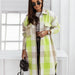 Color-Autumn Winter Long Sleeve Color Plaid Brushed Woolen Long Coat for Women-Fancey Boutique