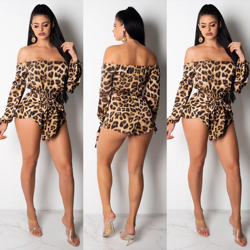 Color-Strap Sexy Shorts Tight Waist Leopard Print One-Piece Nightclub-Fancey Boutique