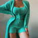 Color-Women Clothing Green Warm Plush Suspender Top Pants (No Coat) Fluffy-Fancey Boutique