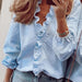 Color-Spring Summer Long Sleeve Ruffle Blouse Women Shirt-Fancey Boutique