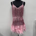 Color-Tassel Sequ Feather Stitching Dress-Fancey Boutique