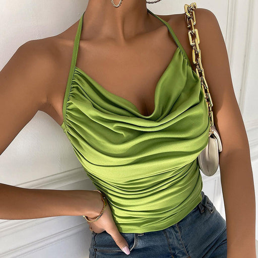 Color-Pile Collar Show Chest Sexy Little Suspenders Summer New Women Clothing Fashion Sexy Top-Fancey Boutique