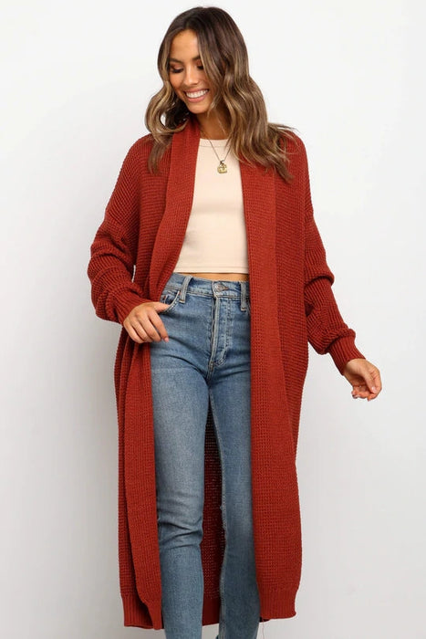 Color-Autumn Winter round Neck Women Clothing Knitted Cardigan Women Clothes Loose Solid Color Sweater Women-Fancey Boutique