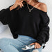 Color-Autumn Winter Long Sleeve round Neck Knitted Loose Split Pullover Women-Fancey Boutique