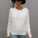Color-White-Pullover Women Loose Solid Color Sweater Tassel Sweater Women-Fancey Boutique