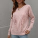 Color-Pink-Pullover Women Loose Solid Color Sweater Tassel Sweater Women-Fancey Boutique