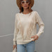Color-Apricot-Pullover Women Loose Solid Color Sweater Tassel Sweater Women-Fancey Boutique