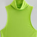 Color-Summer Women Clothing Fluorescent Green Turtleneck Solid Color Slim Fit Sleeveless-Fancey Boutique