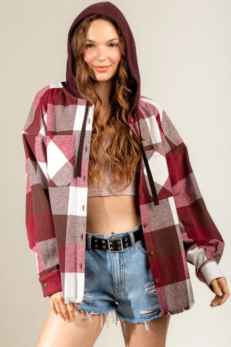 Color-Women Autumn Winter Plaid Shirt Button Down Jacket Coat Plaid Shacket Jacket Clothing with Pocket Cozy Long Sleeve Casual Boyfriend Shirt-Fancey Boutique