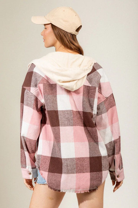 Color-Women Autumn Winter Plaid Shirt Button Down Jacket Coat Plaid Shacket Jacket Clothing with Pocket Cozy Long Sleeve Casual Boyfriend Shirt-Fancey Boutique