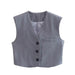 Color-Gray Vest Slimming Sleeveless Women Casual British Women Top-Fancey Boutique