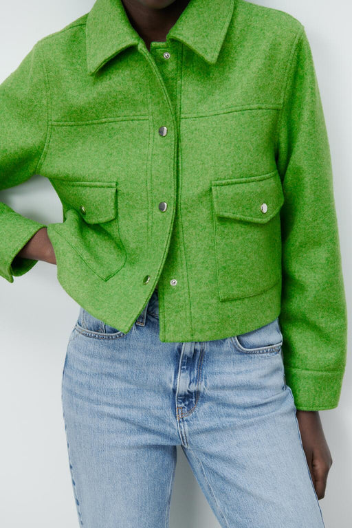 Color-Summer Green Collared Long Sleeve Single-Breasted Pocket Soft Jacket-Fancey Boutique