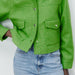 Color-Summer Green Collared Long Sleeve Single-Breasted Pocket Soft Jacket-Fancey Boutique