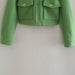 Color-Summer Green Collared Long Sleeve Single-Breasted Pocket Soft Jacket-Fancey Boutique