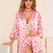 Color-Summer Sexy Pajamas Home Wear Striped Robe Artificial Silk Leopard Printing Bathrobe Outerwear Gown Three-Point Suit-Fancey Boutique