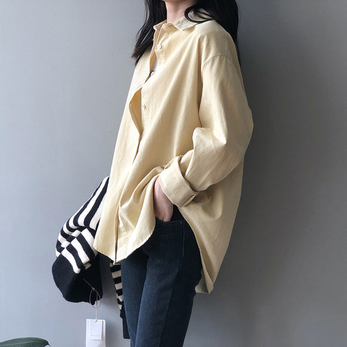 Color-Simple Graceful Shirt Women Spring Loose Casual Shirt-Fancey Boutique