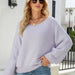 Color-Autumn Winter Long Sleeve round Neck Knitted Loose Solid Color Pullover Sweater for Women-Fancey Boutique