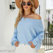 Color-telan-Autumn Winter Long Sleeve round Neck Knitted Loose Solid Color Pullover Sweater for Women-Fancey Boutique