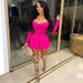 Color-Solid Color Women Clothing Mesh See-through Chest Wrap Long Sleeve Shorts Two-Piece Set-Fancey Boutique