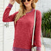 Color-Women Clothing round Neck Multicolor Pocket Long Sleeve Pullover Top Loose-Fitting Casual T-shirt-Fancey Boutique